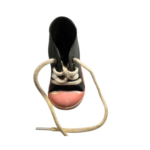 Vtg madame Alexander Doll Shoe Black Pink Plastic With Laces for replacement - Picture 1 of 5